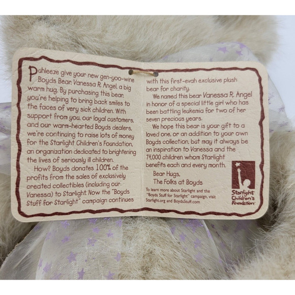 Boyds Bear Starlight Foundation Vanessa R. Angel Plush Teddy Bear 15" w/ Tags - Picture 13 of 15